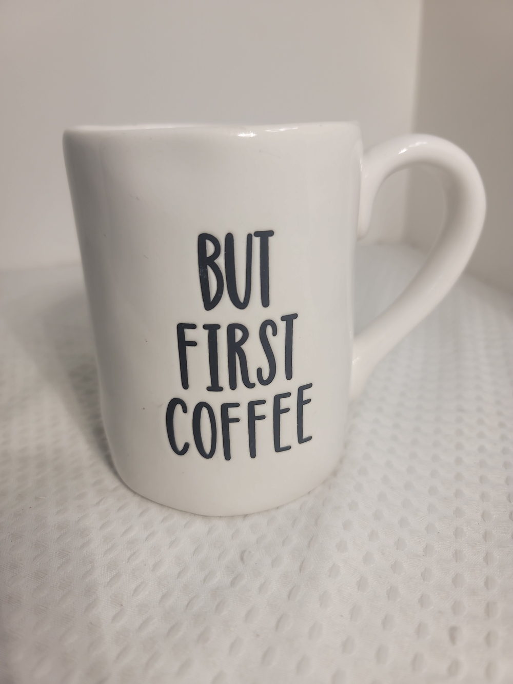 But First Coffee White Ceramic Mug - Classic Morning Coffee Cup